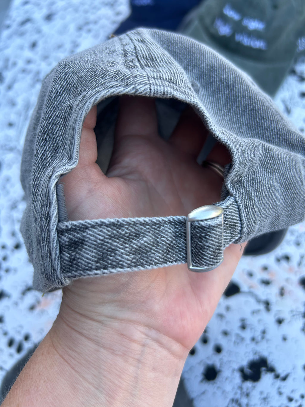 Low sight. High vision. Acid denim 100% cotton cap with yellow embroidery.